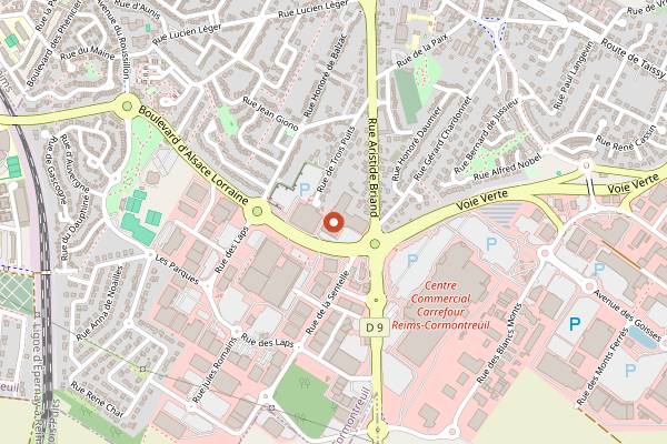Map showing Crêpe Touch Cormontreuil in Reims