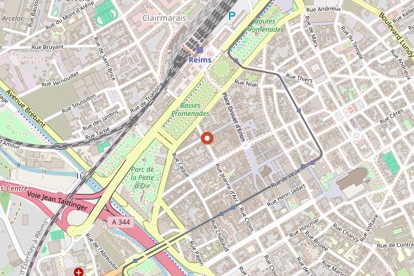 Map showing J'aime Thé Café in Reims