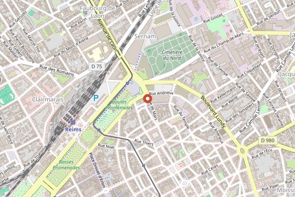 Map showing Brasserie du Boulingrin in Reims