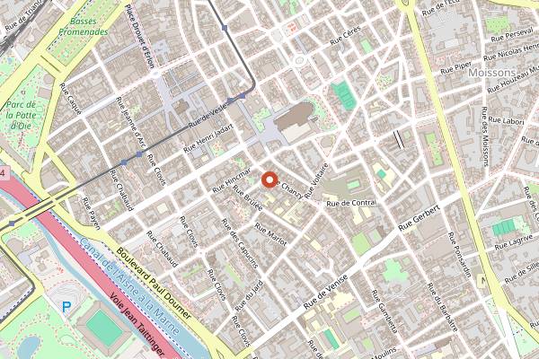 Map showing Pizzeria L'Antica Chanzy in Reims