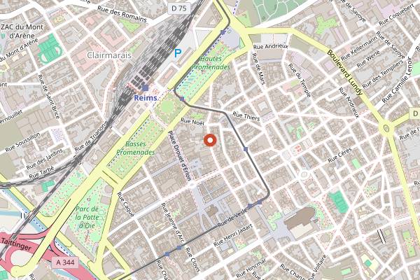Map showing Cafés Miguel in Reims