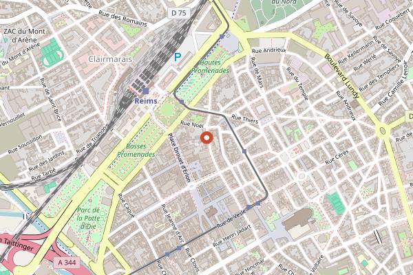 Map showing À la Française Champagne in Reims