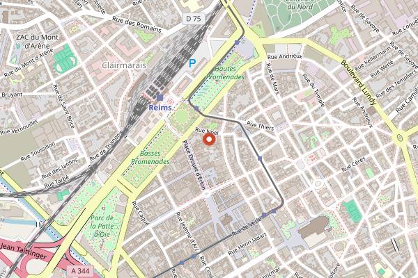 Map showing Arbane in Reims