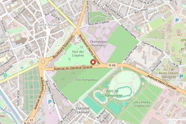Map showing Le Parc Les Crayères in Reims