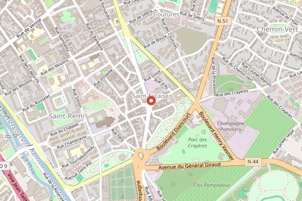 Map showing Polychrome in Reims