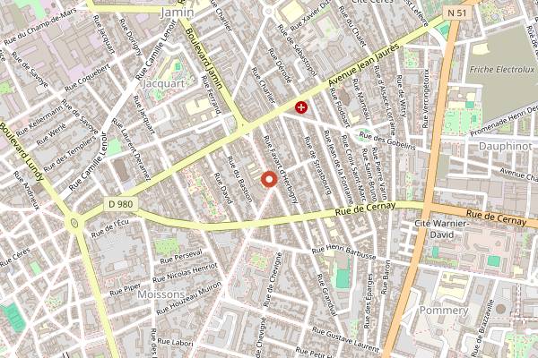 Map showing Marché Carteret in Reims