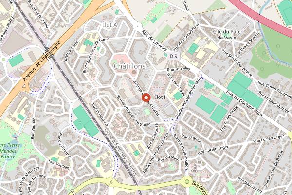 Map showing Marché Châtillons in Reims