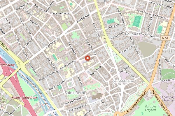 Map showing Marché place Museux in Reims