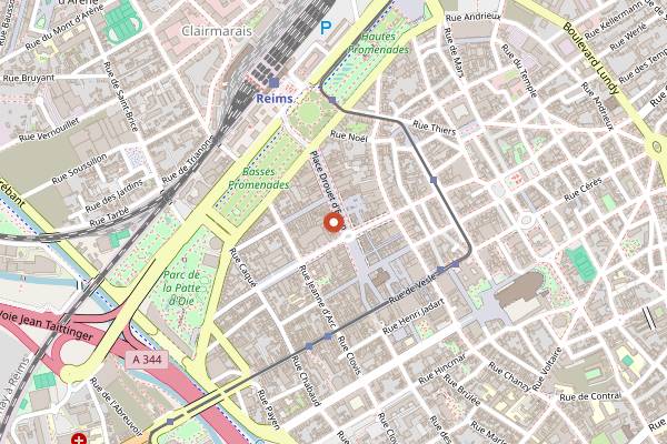 Map showing The Glue Pot in Reims