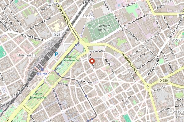 Map showing The Market Brewhouse in Reims