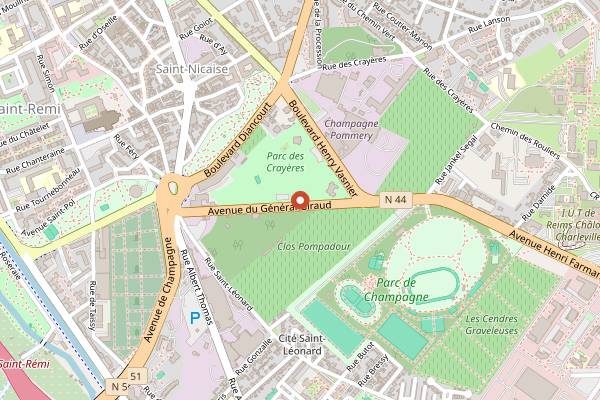 Map showing Brasserie Le Jardin in Reims