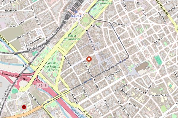 Map showing Café de la Paix in Reims