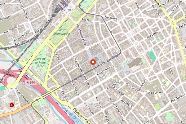 Map showing Crêperie Louise in Reims