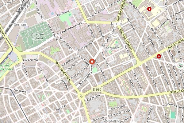 Map showing Croquignole in Reims