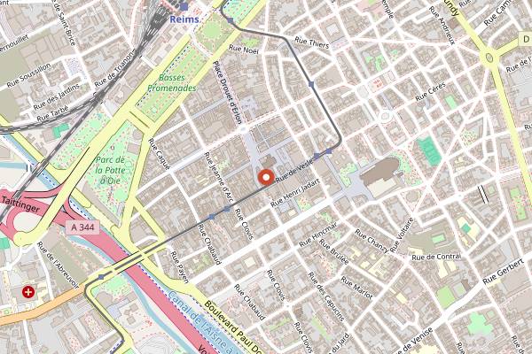 Map showing Canard Street in Reims