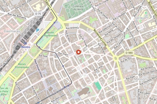 Map showing La Vertu in Reims