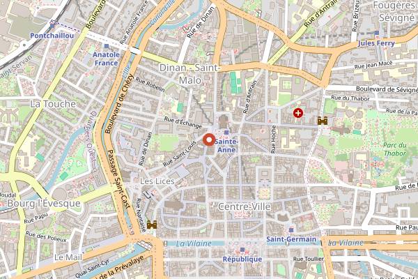 Map showing Sunset Café in Rennes