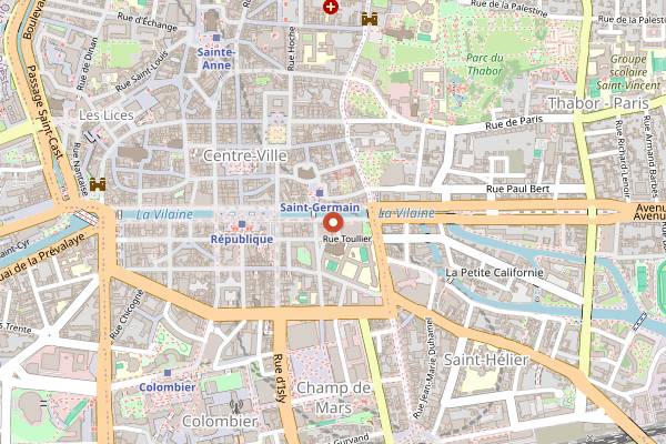 Map showing Le Klub in Rennes