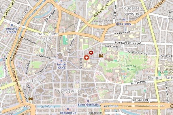 Map showing La Crêperie du Thabor in Rennes