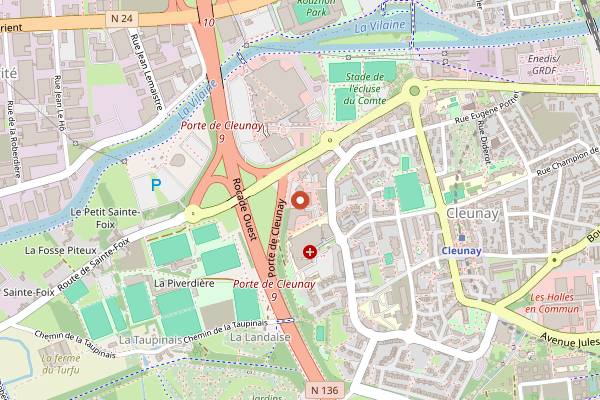 Map showing Pique-Prune Cleunay in Rennes