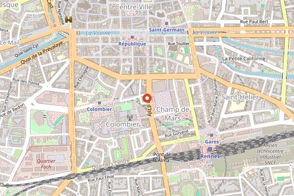 Map showing Bluebird Coffee Shop in Rennes