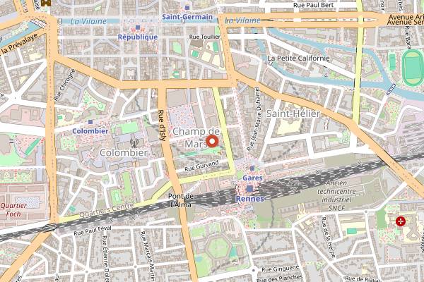 Map showing Le Café des Champs Libres in Rennes