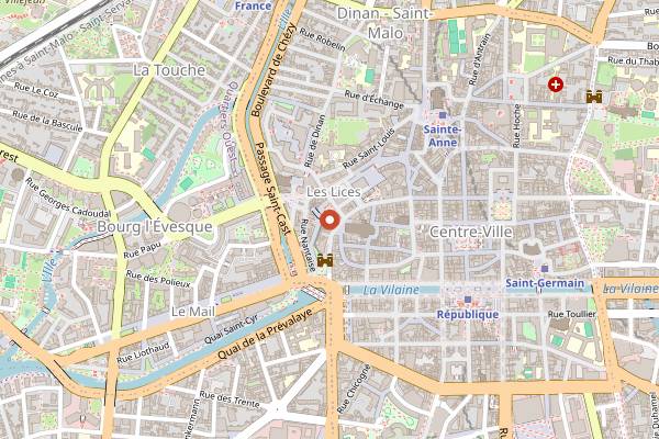 Map showing Crêperie du Pont-Levis in Rennes