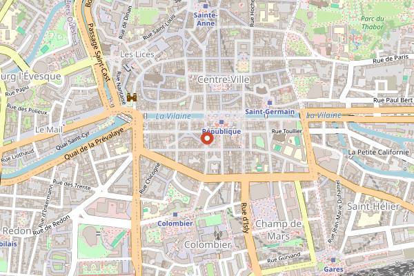 Map showing Au Fin Café in Rennes