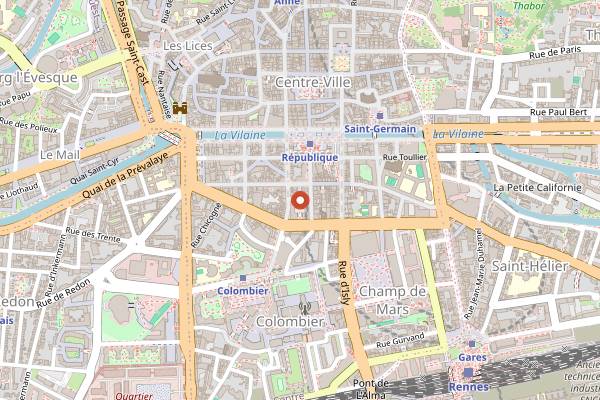 Map showing Le Marché à Manger in Rennes