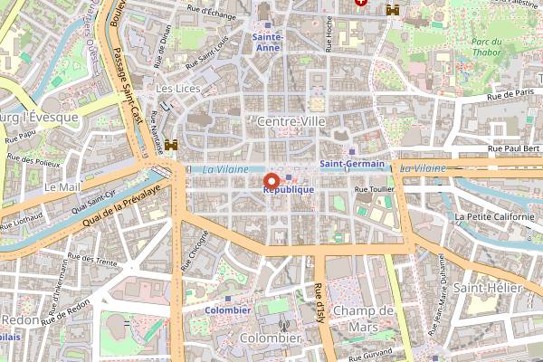 Map showing Brasserie de la Paix in Rennes