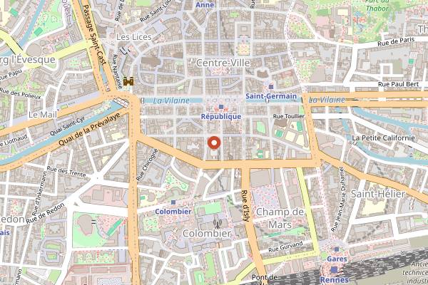 Map showing Halles Centrales, La Criée in Rennes
