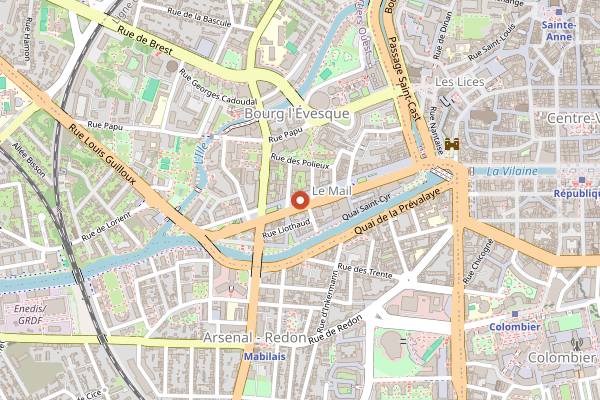 Map showing Marché Bio du Mail François Mitterrand in Rennes