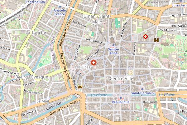 Map showing Marché des Lices in Rennes