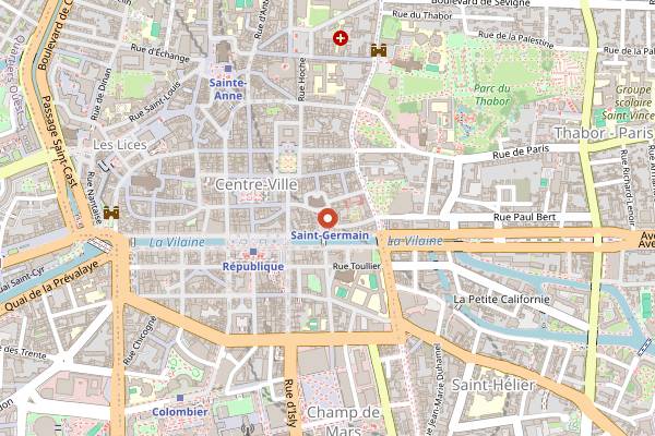 Map showing Marché de Saint-Germain in Rennes
