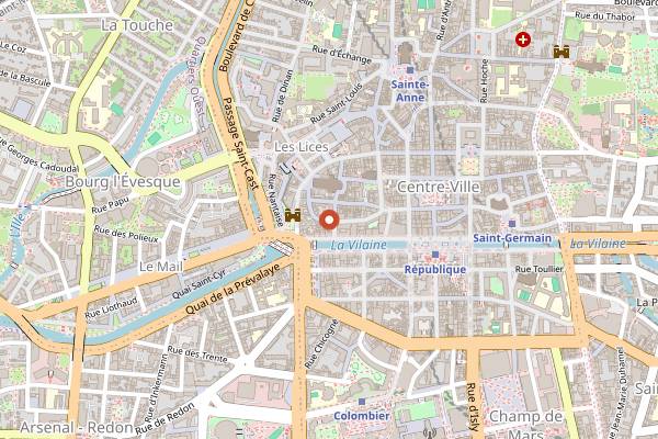 Map showing Le 2 Rue des Dames in Rennes