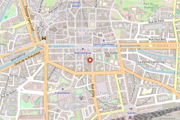 Map showing Aux Caprices de Suzette in Rennes