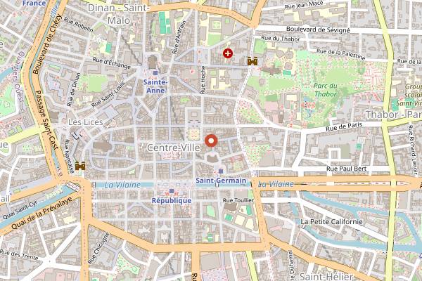 Map showing Crêperie la Ville d'Ys in Rennes