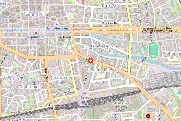 Map showing La Crêpe au Chat in Rennes