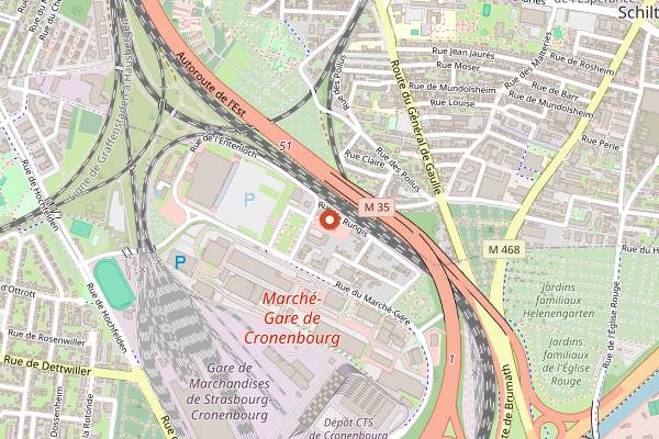 Map showing Brasserie Perle in Strasbourg