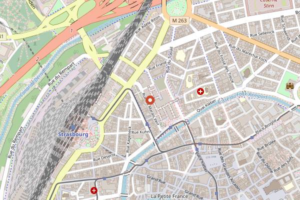 Map showing PUR etc. Les Halles in Strasbourg