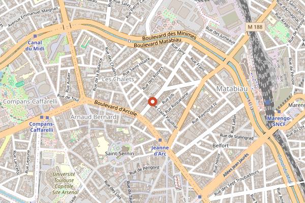 Map showing La Pente Douce in Toulouse