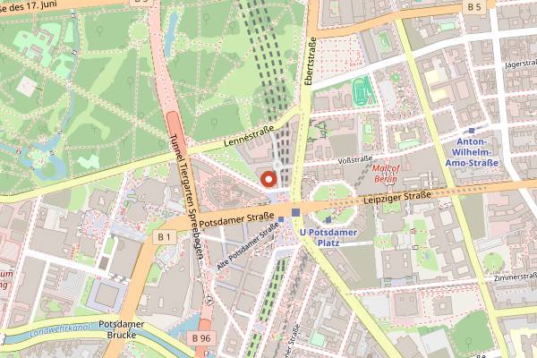 Map showing The Curtain Club in Berlin