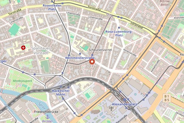 Map showing Father Carpenter in Berlin