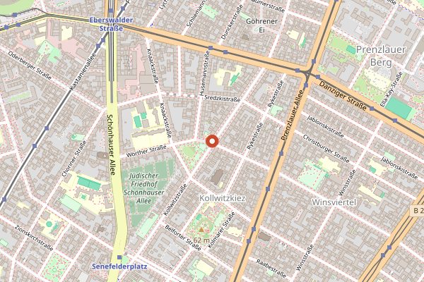 Map showing Oekobauernmarkt Kollwitzplatz in Berlin