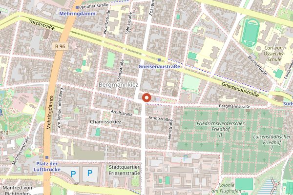 Map showing Marheineke Markthalle in Berlin