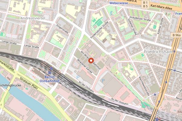 Map showing Berghain in Berlin