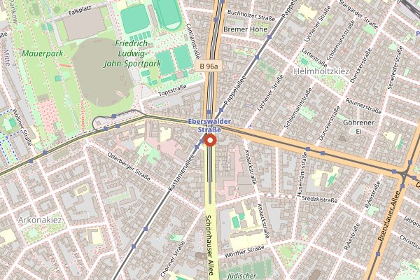 Map showing Konnopke's Imbiss in Berlin