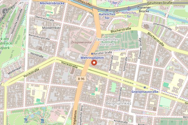 Map showing Mustafas Gemuese Kebap in Berlin