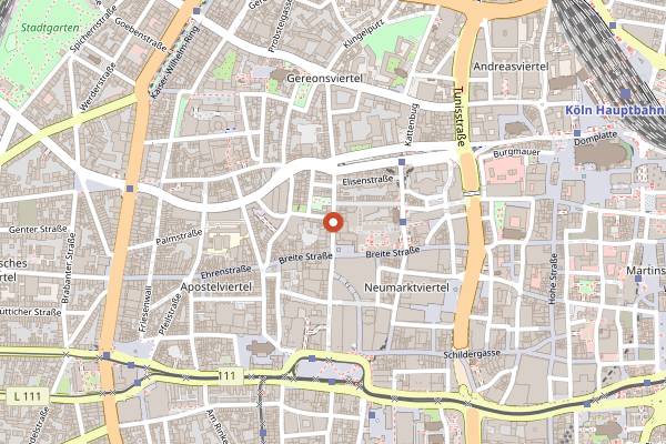 Map showing Bastians in Cologne