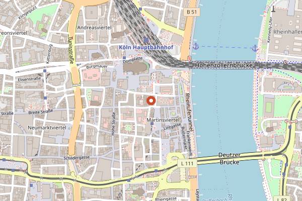 Map showing Brauhaus Sion in Cologne